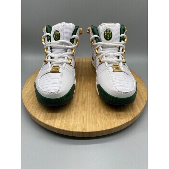 Nike Shoes Mens Size 6 White Green Gold LeBron 3 Sneaker Lace Up Mid AO2434-102